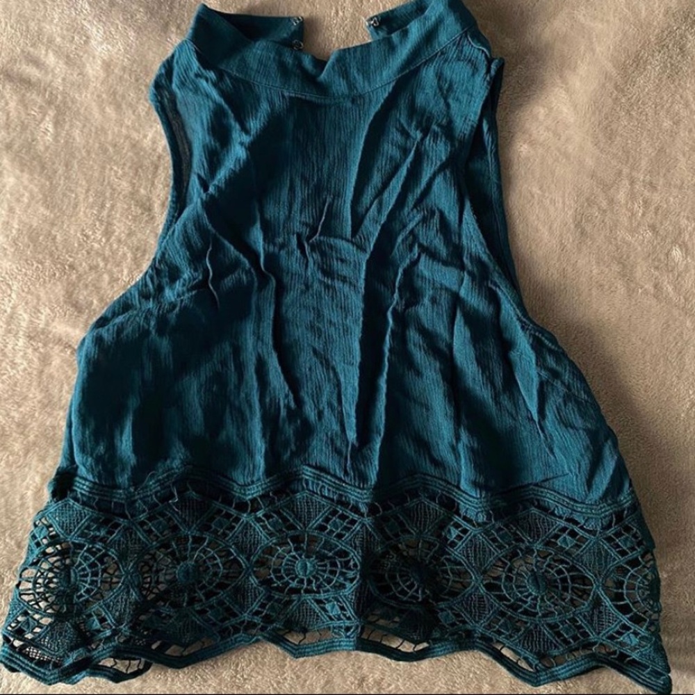 Kendall & Kylie teal halter neck, keyhole back top